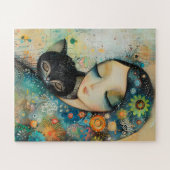 PUZZLE DE FILLE ET CHAT D'ART (Horizontal)