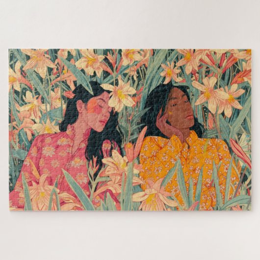 Puzzle de filles dans un jardin de lys (Horizontal)
