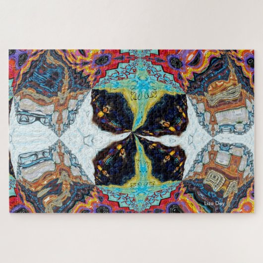 Puzzle de Fleur Noire Abstraite (Horizontal)