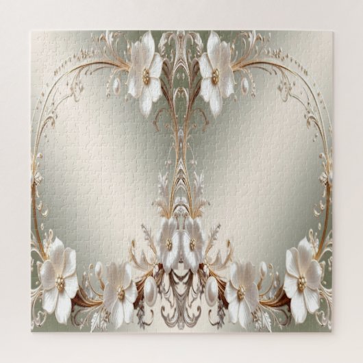 Puzzle de fleurs blanches orné (Vertical)