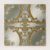 Puzzle de fleurs blanches ornées d'or (Vertical)