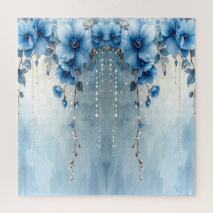 Puzzle de fleurs bleues et de perles