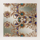 Puzzle de fleurs de bijoux en or élégant (Horizontal)
