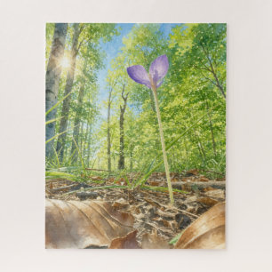 Puzzle de fleurs de crocus de forêt printanière à