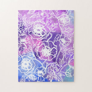 Puzzle de fleurs de peinture florale violette