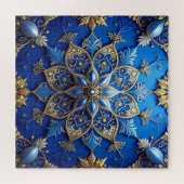 Puzzle de fleurs décoratives bleues (Horizontal)