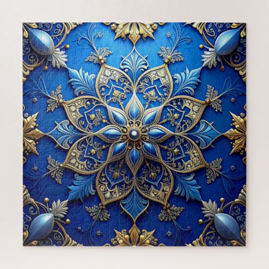 Puzzle de fleurs décoratives bleues (Vertical)