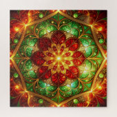 Puzzle de fleurs décoratives rouge et vert (Horizontal)