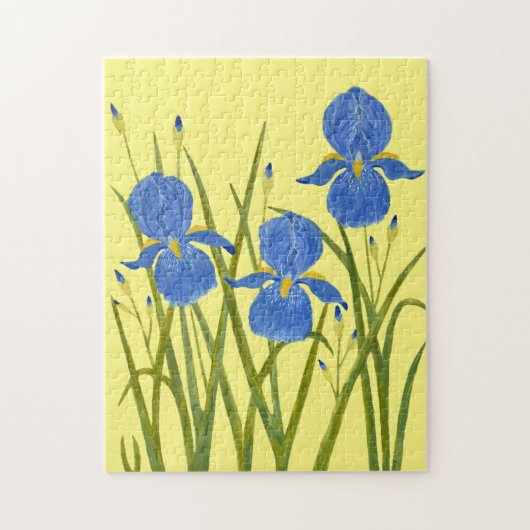 Puzzle de fleurs d'iris bleues (Vertical)
