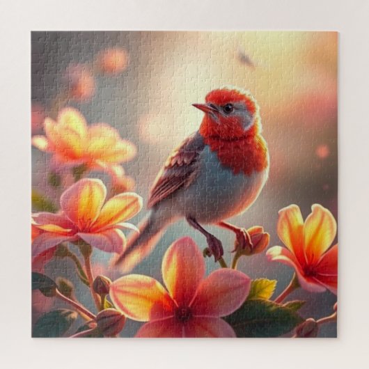 Puzzle de fleurs d'oiseau orange (Vertical)