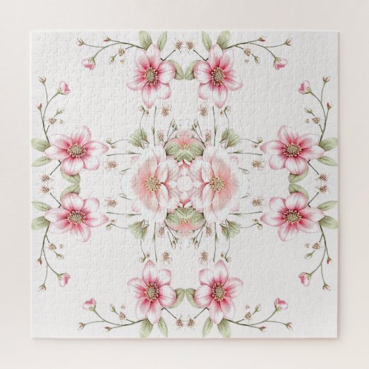 Puzzle de fleurs élégant rose blanc (Vertical)