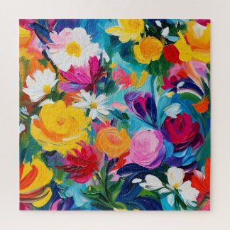 Puzzle de fleurs floral coloré audacieux