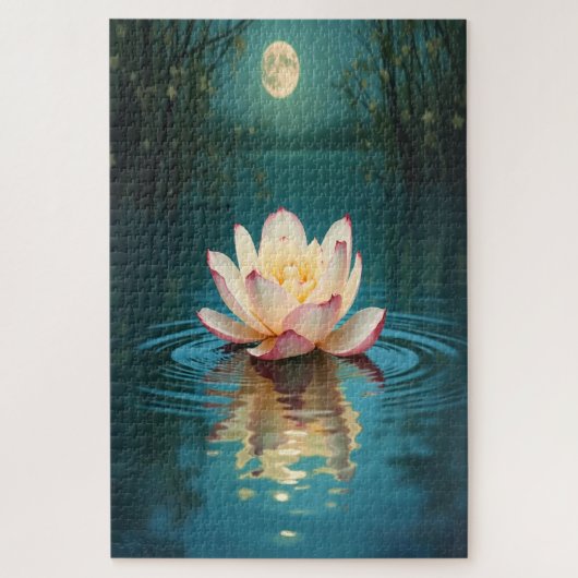 Puzzle de fleurs Lotus sur la lune (Vertical)