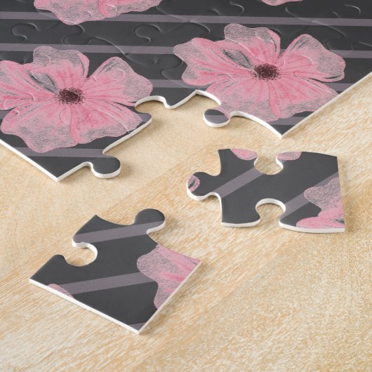 Puzzle de fleurs roses et rayures (Côté)