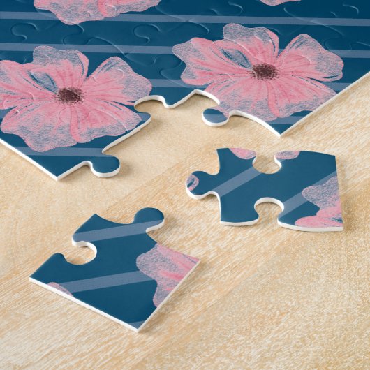 Puzzle de fleurs roses et rayures (Côté)