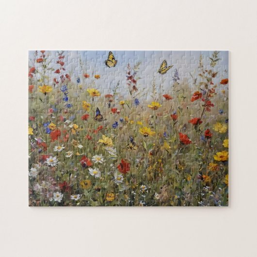 Puzzle de fleurs sauvages et de papillons (Horizontal)