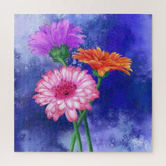 Puzzle de gerberas à trois couleurs - Beau (Vertical)
