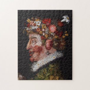 Puzzle de Giuseppe Arcimboldo - fleurs sur le noir