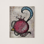 Puzzle de grenade<br><div class="desc">Oh Pomegranate présente un fruit à la grenade sur un arrière - plan de gribouillis texturé et en détresse avec des tourbillons dotty.</div>
