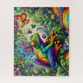 Puzzle de grenouille en vitrail (Vertical)