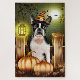 Puzzle de Halloween Boston Terrier.