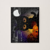 Puzzle de Halloween de chat noir de dessin animé m (Vertical)
