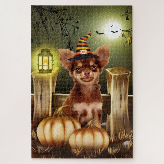 Puzzle de Halloween de chien Chihuahua (Vertical)