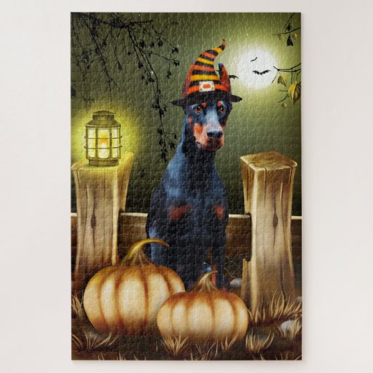 Puzzle de Halloween pour chien Doberman (Vertical)