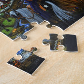 Puzzle de Halloween, sorcières, école, université (Côté)