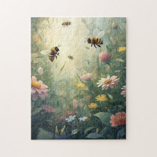 Puzzle de jardin de abeilles avec fleurs sauvages