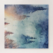 Puzzle de jeu de société d'art d'hiver à l'aquarel (Horizontal)