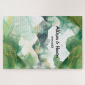 Puzzle de Jigsaw de couleur vert printemps aquarel (Horizontal)