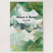 Puzzle de Jigsaw de couleur vert printemps aquarel (Vertical)