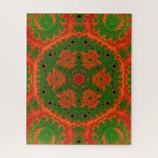 Puzzle de jigsaw orange et vert Kaleidoscope (Vertical)