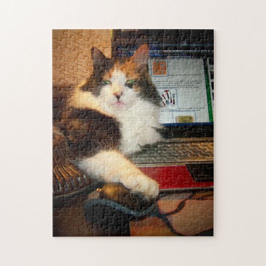 Puzzle de la chatte calicot au clavier (Vertical)