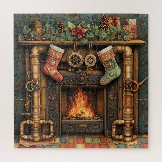 Puzzle de la cheminée de Noël Steampunk (Vertical)