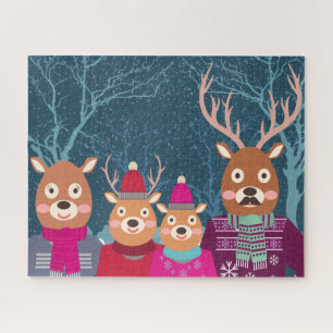 Puzzle de la famille de rennes d'hiver