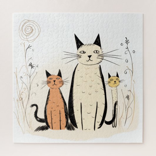 Puzzle de la famille de trois chats (Vertical)