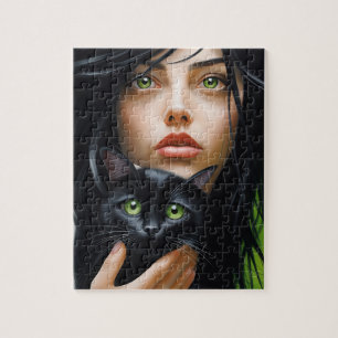 PUZZLE DE LA FILLE ET DU CHAT D'ART