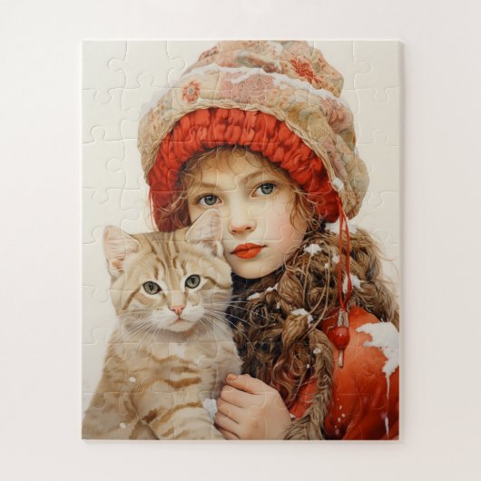 PUZZLE DE LA PETITE FILLE ET DU CHAT (Vertical)