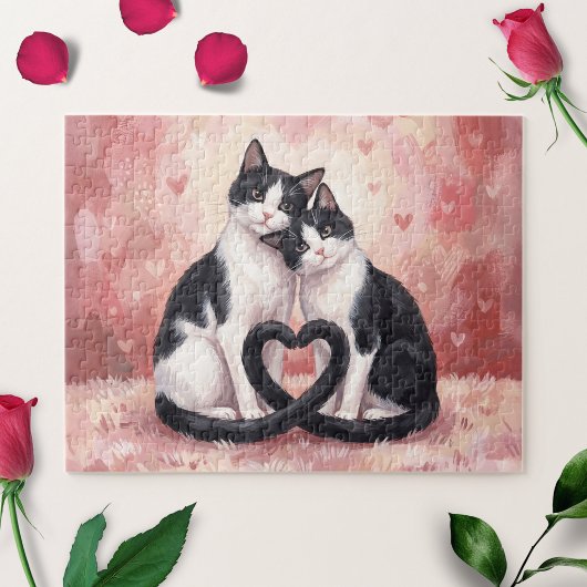 Puzzle de la Saint-Valentin pour chats Tuxedo