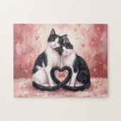 Puzzle de la Saint-Valentin pour chats Tuxedo (Horizontal)