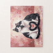 Puzzle de la Saint-Valentin pour chats Tuxedo (Vertical)