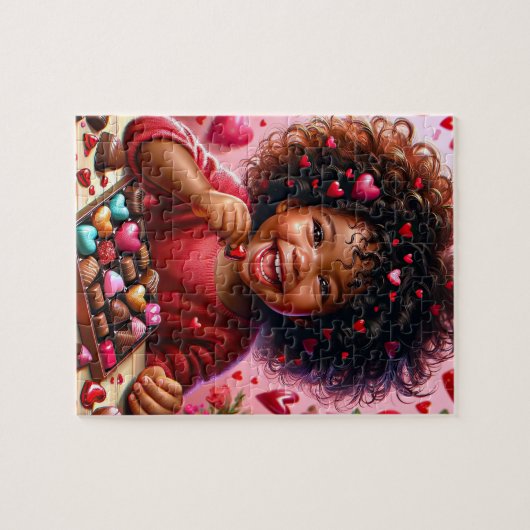 Puzzle de la Saint Valentin pour une fille africai (Horizontal)