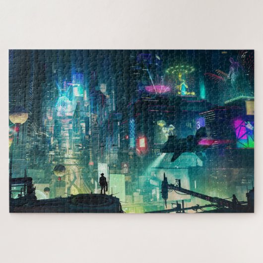 puzzle de la ville science-fiction sombre (Horizontal)