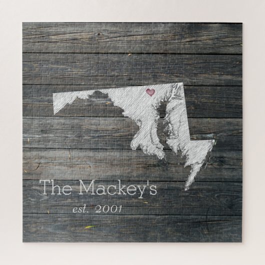 Puzzle de l'État du Maryland Rustique (Vertical)