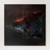 Puzzle de loup noir aux yeux rouges percés (Horizontal)