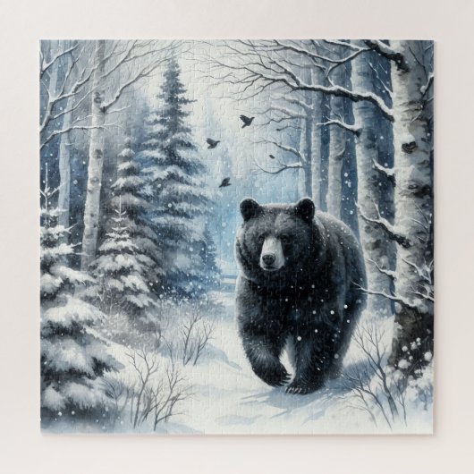 Puzzle de l'ours noir d'hiver (Vertical)