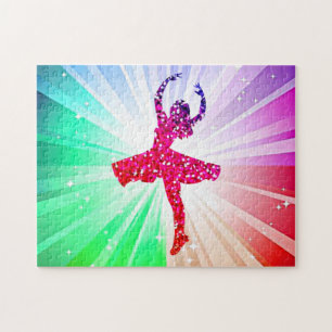 Puzzle de lumières dansantes avec belle danseuse.