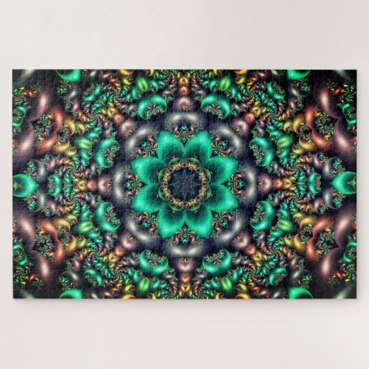 puzzle de mandala aux fleurs vertes (Horizontal)